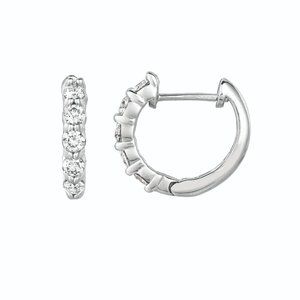 0.50 Carat Natural Diamond Hoop Earrings G SI 14K White Gold